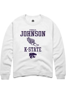 O'shalia Johnson Rally Mens White K-State Wildcats NIL Sport Icon Crew Sweatshirt