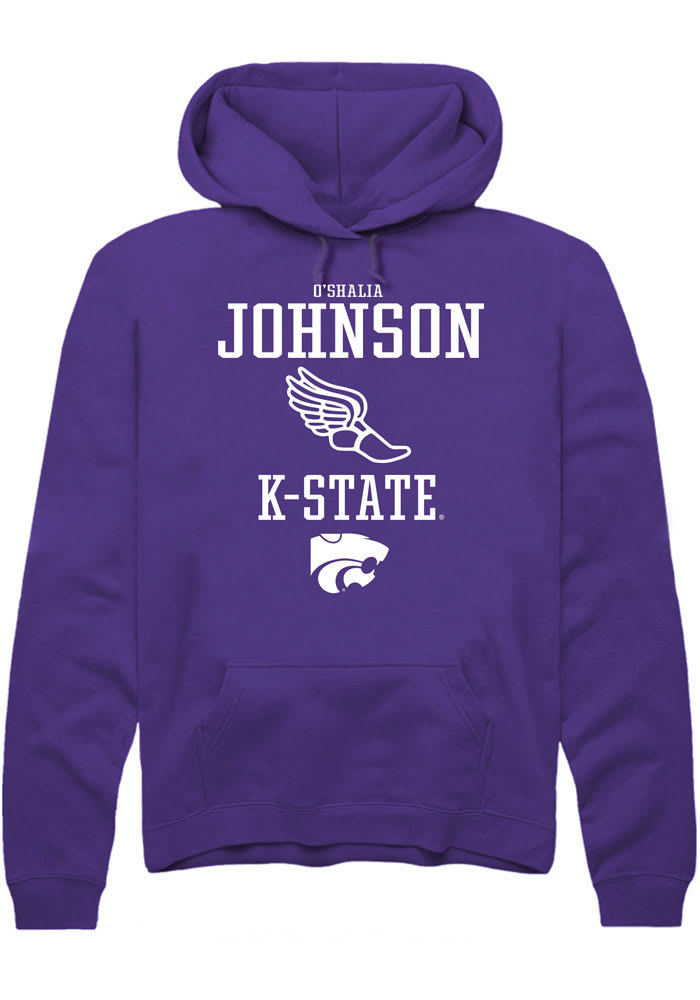 O'shalia Johnson Rally K-State Wildcats Mens Purple NIL Sport Icon Long Sleeve Hoodie