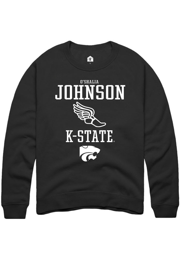 O'shalia Johnson Rally K-State Wildcats Mens Black NIL Sport Icon Long Sleeve Crew Sweatshirt