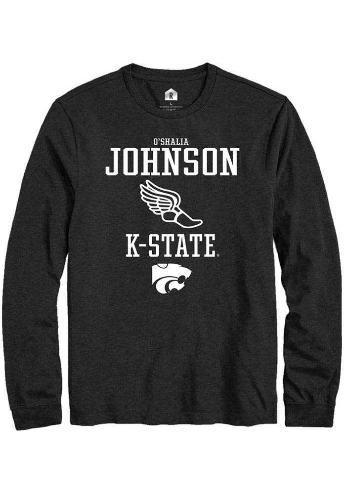 O'shalia Johnson K-State Wildcats Black Rally NIL Sport Icon Long Sleeve T Shirt