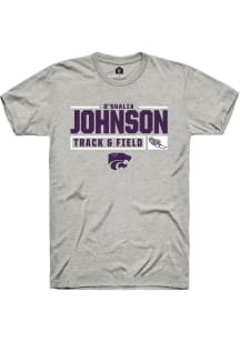 O'shalia Johnson Ash K-State Wildcats NIL Stacked Box Short Sleeve T Shirt