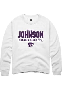 O'shalia Johnson Rally Mens White K-State Wildcats NIL Stacked Box Crew Sweatshirt