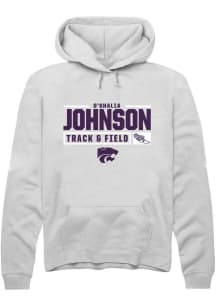 O'shalia Johnson Rally Mens White K-State Wildcats NIL Stacked Box Hooded Sweatshirt