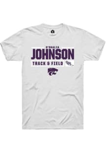 O'shalia Johnson White K-State Wildcats NIL Stacked Box Short Sleeve T Shirt