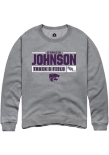 O'shalia Johnson Rally Mens Graphite K-State Wildcats NIL Stacked Box Crew Sweatshirt