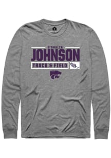 O'shalia Johnson Rally Mens Graphite K-State Wildcats NIL Stacked Box Tee