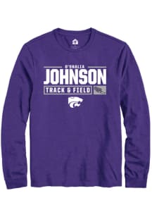 O'shalia Johnson Rally Mens Purple K-State Wildcats NIL Stacked Box Tee