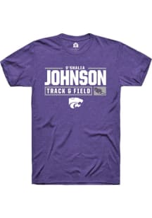 O'shalia Johnson Purple K-State Wildcats NIL Stacked Box Short Sleeve T Shirt