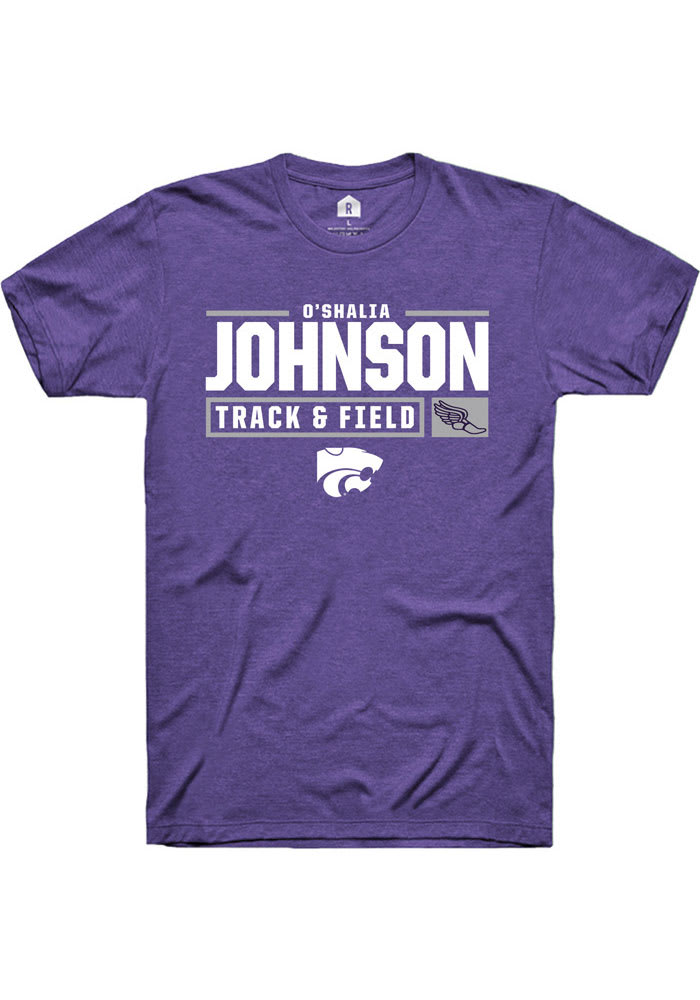 O'shalia Johnson K-State Wildcats Purple Rally NIL Stacked Box Short Sleeve T Shirt