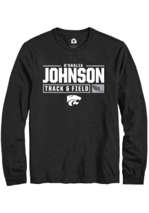 O'shalia Johnson Rally Mens Black K-State Wildcats NIL Stacked Box Tee