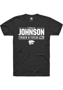 O'shalia Johnson Black K-State Wildcats NIL Stacked Box Short Sleeve T Shirt