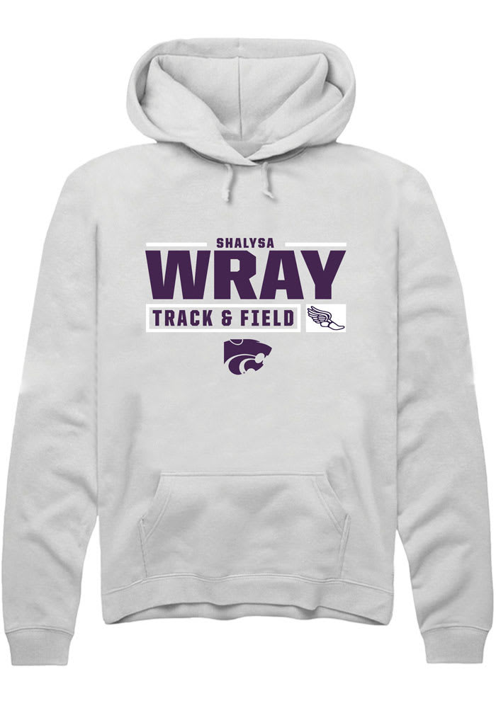 Shalysa Wray Rally K-State Wildcats Mens White NIL Stacked Box Long Sleeve Hoodie