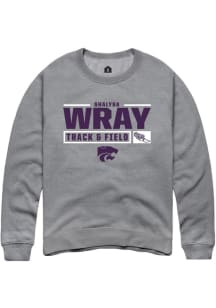 Shalysa Wray Rally Mens Graphite K-State Wildcats NIL Stacked Box Crew Sweatshirt