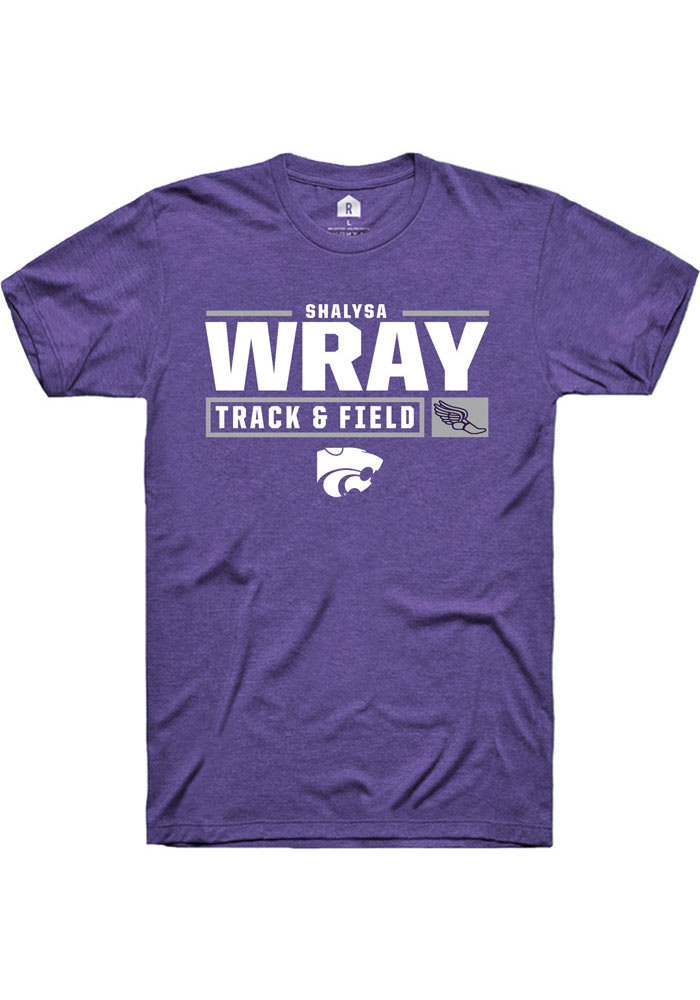 Shalysa Wray K-State Wildcats Purple Rally NIL Stacked Box Short Sleeve T Shirt