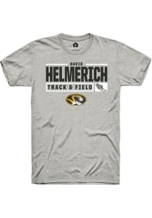 Davis Helmerich  Missouri Tigers Ash Rally NIL Stacked Box Short Sleeve T Shirt