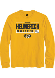 Davis Helmerich  Missouri Tigers Gold Rally NIL Stacked Box Long Sleeve T Shirt