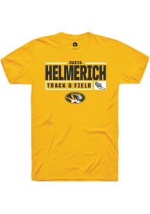 Davis Helmerich  Missouri Tigers Gold Rally NIL Stacked Box Short Sleeve T Shirt