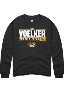Luke Voelker  Rally Missouri Tigers Mens Black NIL Stacked Box Long Sleeve Crew Sweatshirt