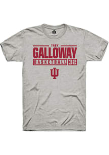 Trey Galloway  Indiana Hoosiers Ash Rally NIL Stacked Box Short Sleeve T Shirt