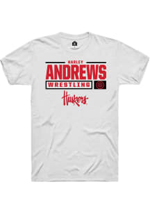 Harley Andrews  Nebraska Cornhuskers White Rally NIL Stacked Box Short Sleeve T Shirt