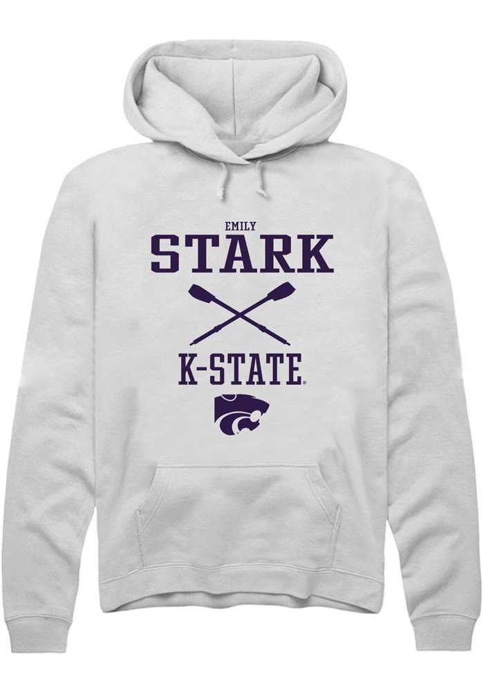 Emily Stark Rally K-State Wildcats Mens White NIL Sport Icon Long Sleeve Hoodie