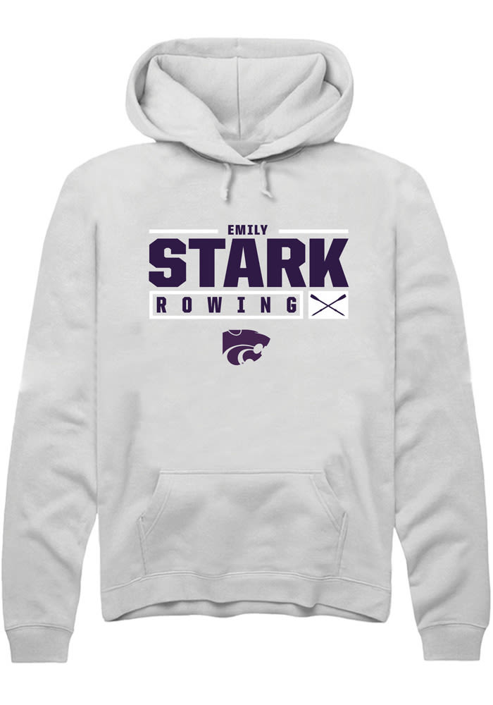 Emily Stark Rally K-State Wildcats Mens White NIL Stacked Box Long Sleeve Hoodie