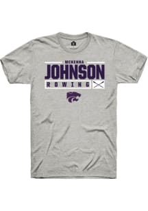 McKenna Johnson  K-State Wildcats Ash Rally NIL Stacked Box Short Sleeve T Shirt