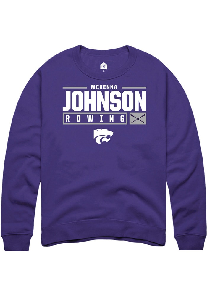 McKenna Johnson Rally K-State Wildcats Mens Purple NIL Stacked Box Long Sleeve Crew Sweatshirt