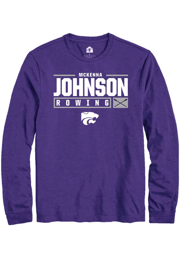 McKenna Johnson K-State Wildcats Purple Rally NIL Stacked Box Long Sleeve T Shirt