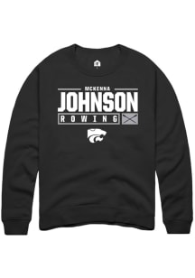 McKenna Johnson  Rally K-State Wildcats Mens Black NIL Stacked Box Long Sleeve Crew Sweatshirt