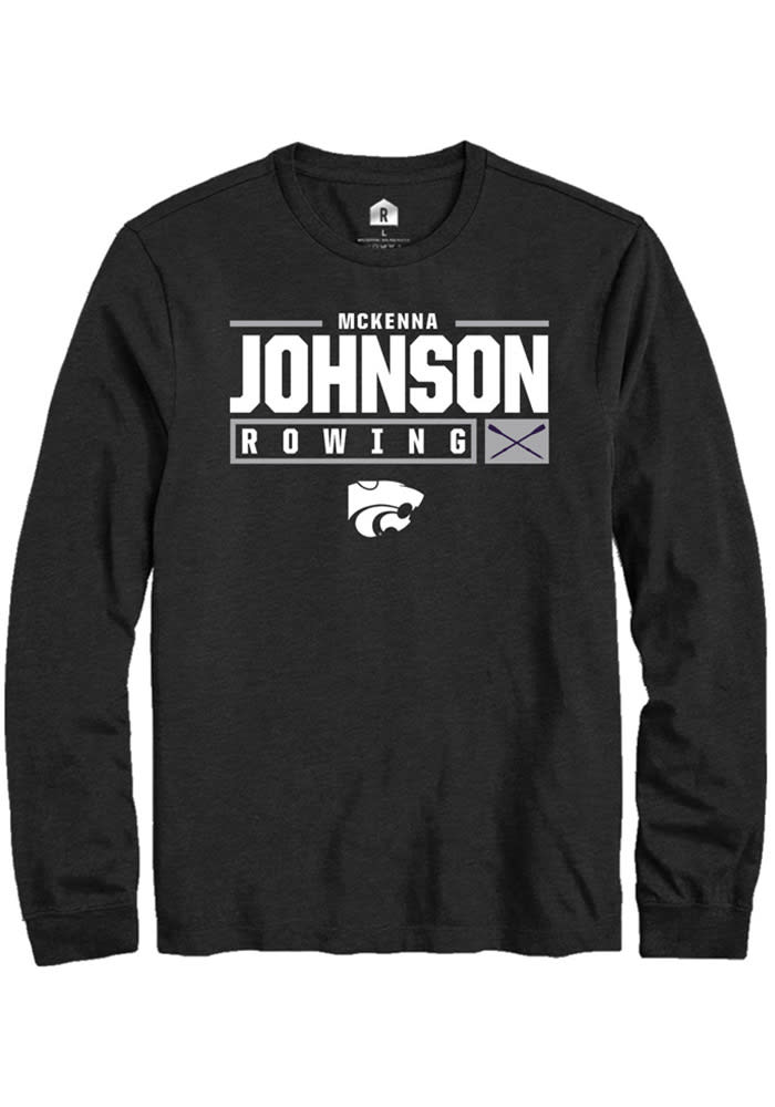 McKenna Johnson K-State Wildcats Black Rally NIL Stacked Box Long Sleeve T Shirt