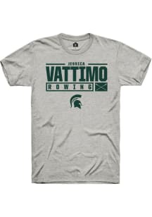 Jessica Vattimo  Michigan State Spartans Ash Rally NIL Stacked Box Short Sleeve T Shirt