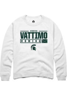Jessica Vattimo  Rally Michigan State Spartans Mens White NIL Stacked Box Long Sleeve Crew Sweat..