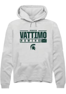 Jessica Vattimo  Rally Michigan State Spartans Mens White NIL Stacked Box Long Sleeve Hoodie