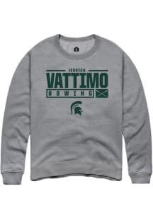 Jessica Vattimo  Rally Michigan State Spartans Mens Grey NIL Stacked Box Long Sleeve Crew Sweats..