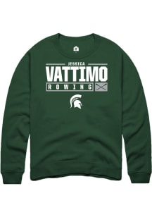 Jessica Vattimo  Rally Michigan State Spartans Mens Green NIL Stacked Box Long Sleeve Crew Sweat..