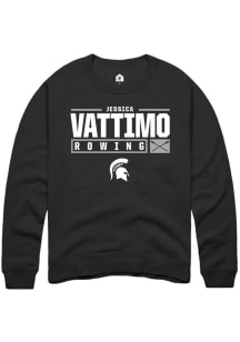 Jessica Vattimo  Rally Michigan State Spartans Mens Black NIL Stacked Box Long Sleeve Crew Sweat..