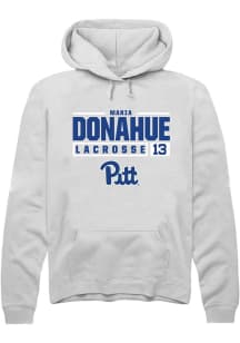 Maria Donahue Rally Mens White Pitt Panthers NIL Stacked Box Hooded Sweatshirt