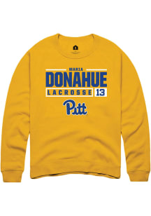 Maria Donahue Rally Mens Gold Pitt Panthers NIL Stacked Box Crew Sweatshirt