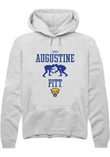 Luca Augustine Rally Mens White Pitt Panthers NIL Sport Icon Hooded Sweatshirt