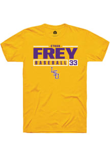 Ethan Frey  LSU Tigers Gold Rally NIL Stacked Box Short Sleeve T Shirt