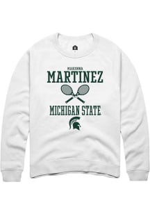 Makenna Martinez Rally Mens White Michigan State Spartans NIL Sport Icon Crew Sweatshirt