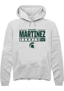 Makenna Martinez Rally Mens White Michigan State Spartans NIL Stacked Box Hooded Sweatshirt