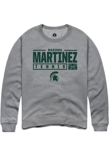 Makenna Martinez Rally Mens Graphite Michigan State Spartans NIL Stacked Box Crew Sweatshirt