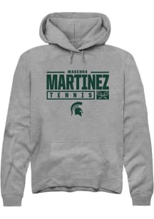 Makenna Martinez Rally Mens Graphite Michigan State Spartans NIL Stacked Box Hooded Sweatshirt
