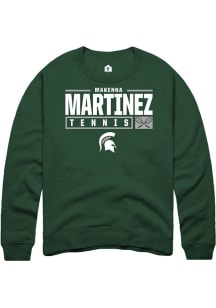 Makenna Martinez Rally Mens Green Michigan State Spartans NIL Stacked Box Crew Sweatshirt