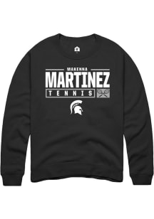 Makenna Martinez Rally Mens Black Michigan State Spartans NIL Stacked Box Crew Sweatshirt
