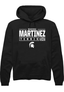 Makenna Martinez Rally Mens Black Michigan State Spartans NIL Stacked Box Hooded Sweatshirt