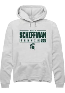 Marlo Schiffman Rally Mens White Michigan State Spartans NIL Stacked Box Hooded Sweatshirt