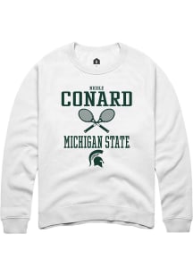 Nicole Conard Rally Mens White Michigan State Spartans NIL Sport Icon Crew Sweatshirt